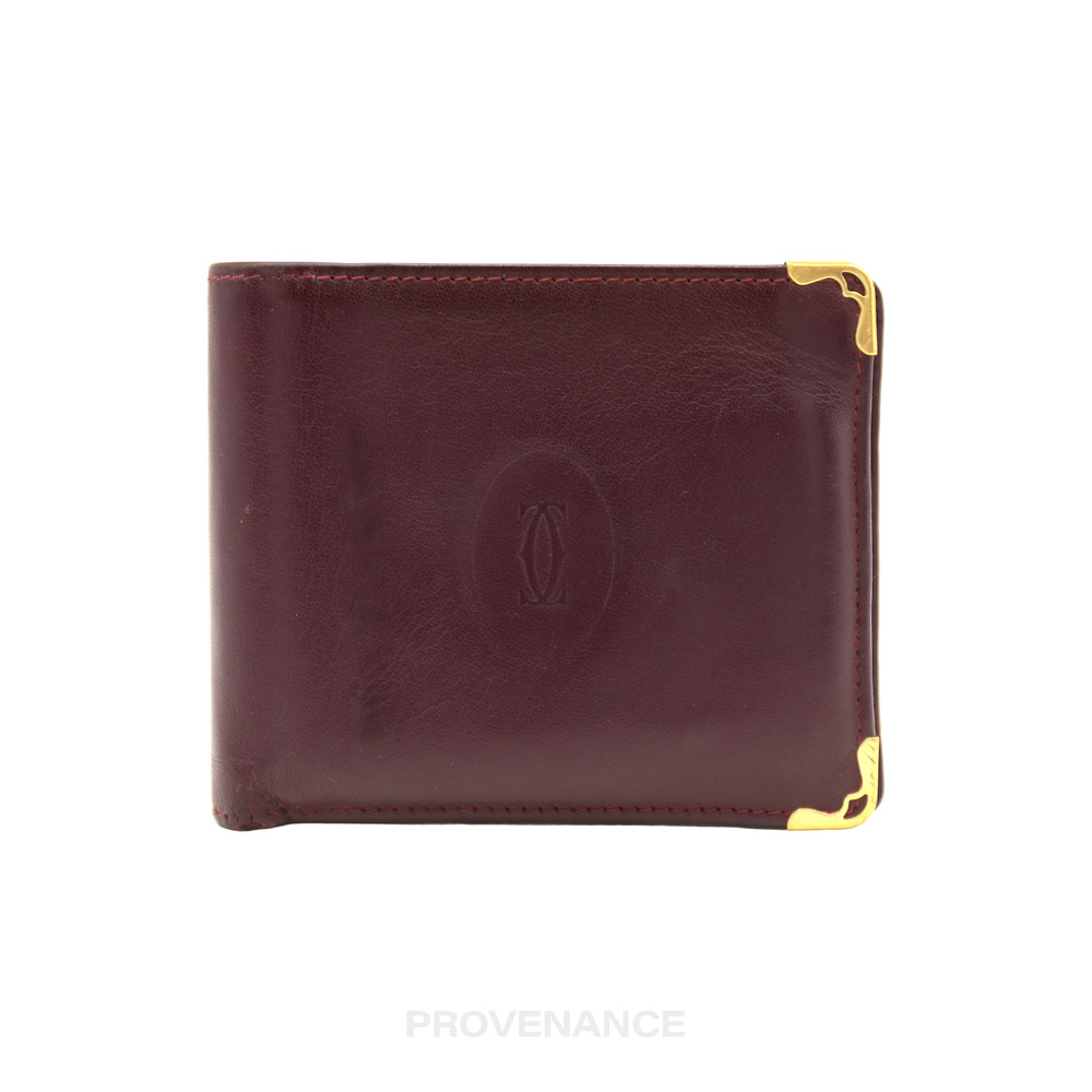 🔴 Cartier 6CC Bifold Wallet - Burgundy Calfskin Leather